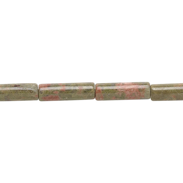 Bead, unakite (natural), 13x4mm round tube, B grade, Mohs hardness 6 to 7. Sold per 15-1/2" to 16" strand. image number 0