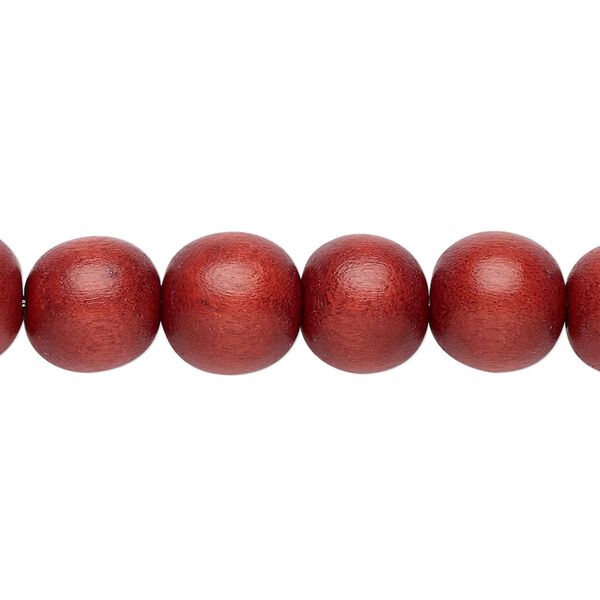 Bead, Taiwanese Cheesewood (dyed / waxed), rust brown, 9-10mm round. Sold per pkg of (2) 15-1/2" to 16" strands. image number 0