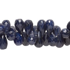 Blue sapphire 1pkg1, hand-cut top-drilled faceted teardrop bead 8 inch 9x6mm-11x7mm