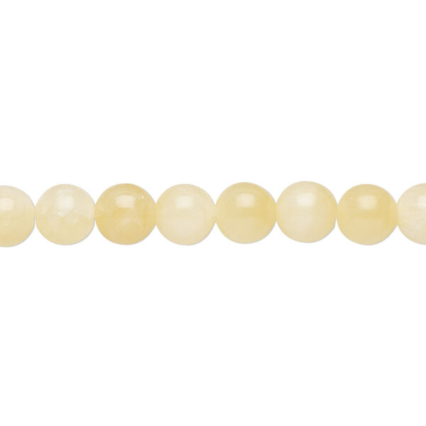 Bead, yellow calcite (stabilized / coated), 6mm round, B grade, Mohs hardness 3. Sold per 15-1/2" to 16" strand. image number 0