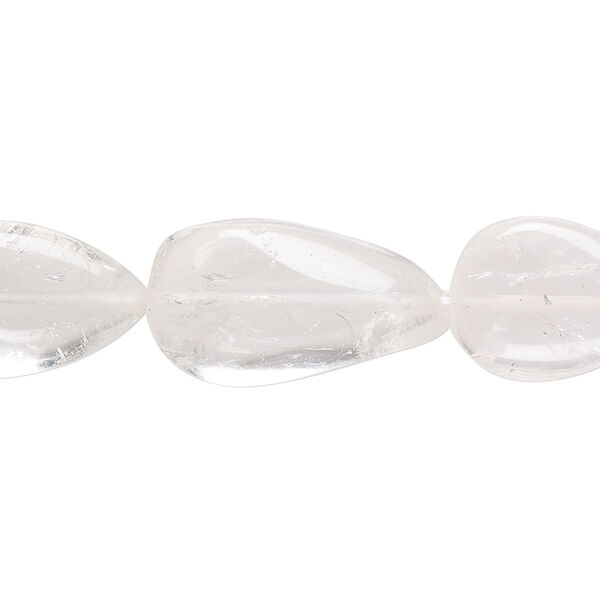 Quartz crystal 1pkg1, hand-cut puffed teardrop bead natural, 13 inch 15x12mm-24x14mm image number 0