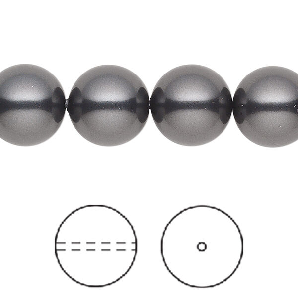 Pearl 10pk black, Crystal Passions® 12mm round 5810 image number 0