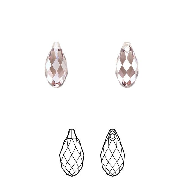 Briolette 2pk light amethyst silver shade, Crystal Passions® 11x5.5mm pendant drop 6010 image number 0