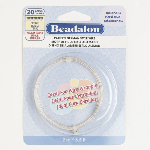 Wire, Beadalon® 1pkg1 silver-plated copper, weave round, 20 gauge, 2 meter section. image number 0