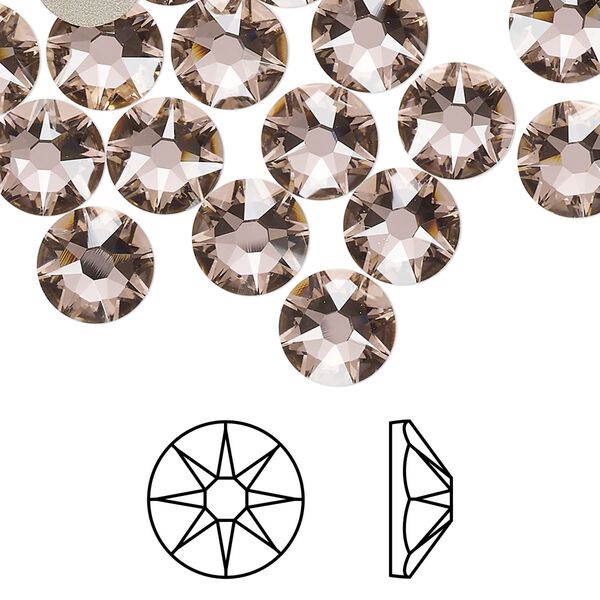 Flat back 144pk vintage rose foil back, Swarovski® 8.412-8.672mm rose round SS40 2088 image number 0