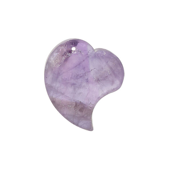 Drop, amethyst (natural), 25x19mm hand-cut flat heart, B grade, Mohs hardness 7. Sold individually. image number 0