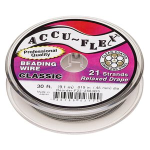 Beading wire, Accu-Flex®, nylon and stainless steel, clear, 21 strand, 0.019-inch diameter. Sold per 30-foot spool.