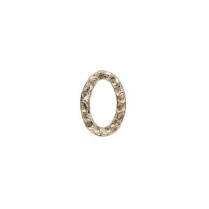 Component, antique gold-plated steel, 14x10mm double-sided hammered flat oval. Sold per pkg of 12.