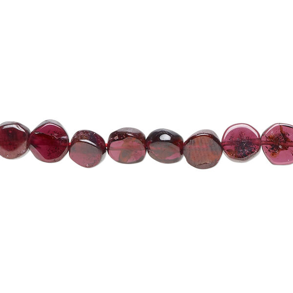 Bead, garnet (dyed), 6mm hand-cut flat round, C grade, Mohs hardness 7 to 7-1/2. Sold per 15-1/2" to 16" strand. image number 0
