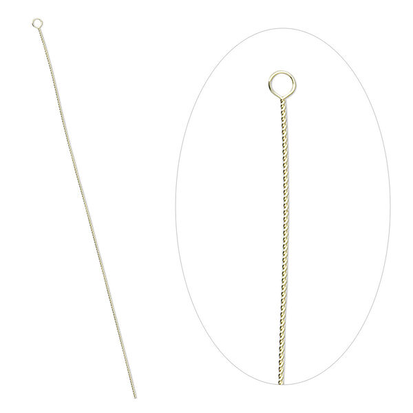 Needle, brass, #10 medium-heavy, 2-1/2 to 3-inch twisted wire. Sold per pkg of 10. image number 0