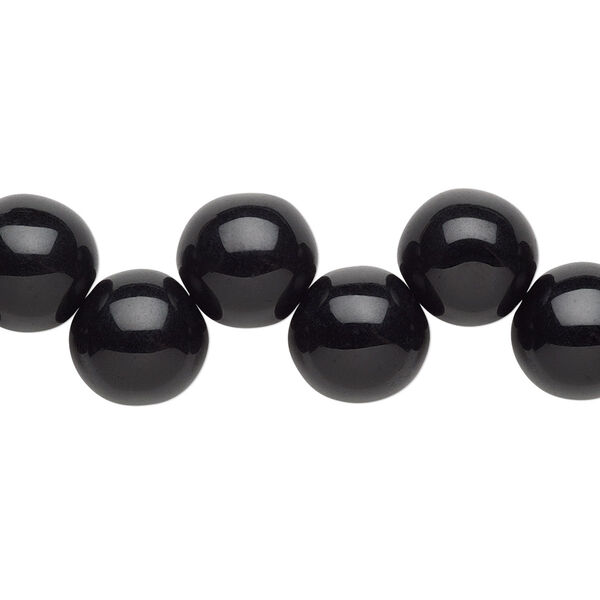 Bead, Preciosa, Czech pressed glass druk, opaque jet, 10mm top-drilled round. Sold per pkg of 10. image number 0