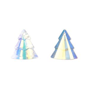 Drop 2pk translucent clear AB, Celestial Crystal® 15x13mm tiered tree