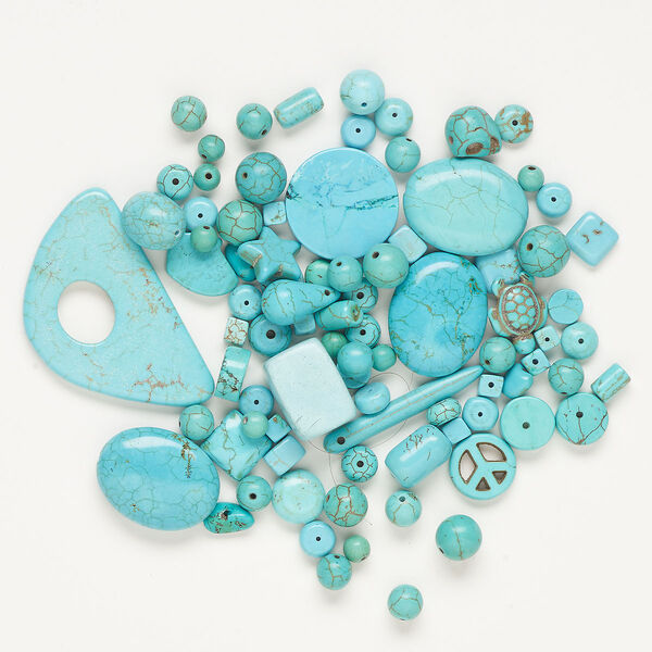 Magnesite 1pkg1, top-drilled mixed shape bead 4 oz mix 6x5mm-56x35mm image number 0