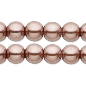 Bead, crystal pearl, brown, 10mm round. Sold per pkg of (2) 15-1/2" to 16" strands, approximately 80 beads.