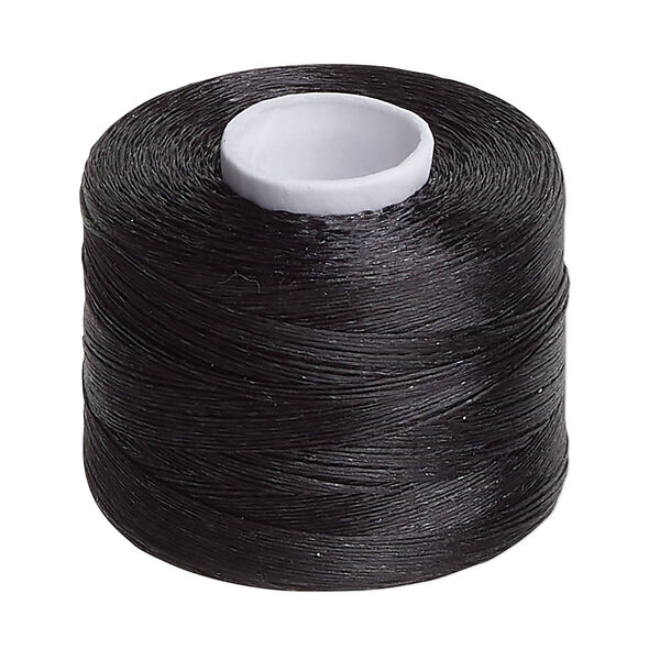 Thread, Nymo®, nylon, black, size O. Sold per 400-yard spool. image number 0