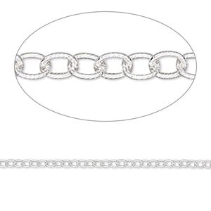 Chain 1pkg1 sterling silver cable, 1.8mm ribbed round, 5 foot unfinished