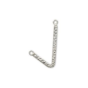 Drop, sterling silver, 23x13mm textured angle. Sold individually.