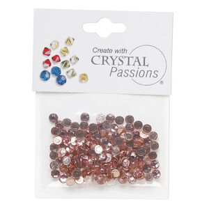 Flat back mix 1pkg144 light rose, Crystal Passions&reg; rhinestone 3.80-4.80mm hotfix round SS16 / SS20