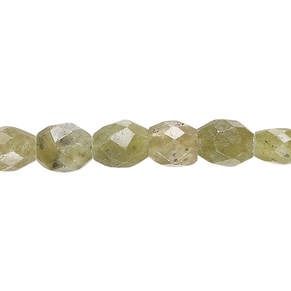 Bead, vesuvianite (natural), 7x6mm-9x8mm hand-cut faceted puffed oval, C grade, Mohs hardness 6-1/2. Sold per 15-inch strand. image number 0