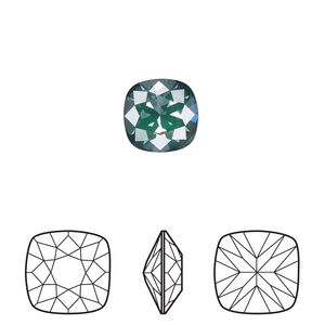 Fancy stone 144pk crystal pine green ignite LacquerPRO, Swarovski® 10mm cushion 4470