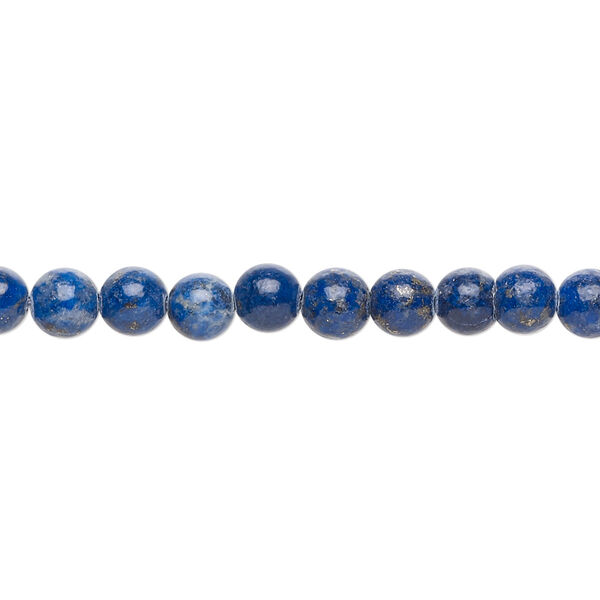 Bead, lapis lazuli (natural), 5mm round with 0.6-1mm hole, C grade, Mohs hardness 5 to 6. Sold per 15-inch strand. image number 0
