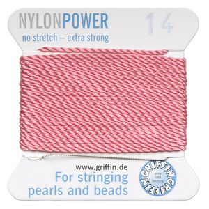 Thread, Griffin, nylon, dark pink, size #14. Sold per 2-meter card (approximately 78 inches).