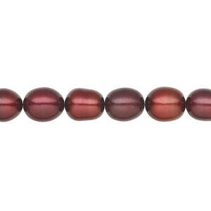 Freshwater pearl 1pkg1 rice, 15.5-16 inch garnet 7mm cultured