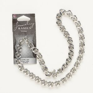 Chain, silver-finished steel, 8mm figure-8. Sold per pkg of 15 inches.