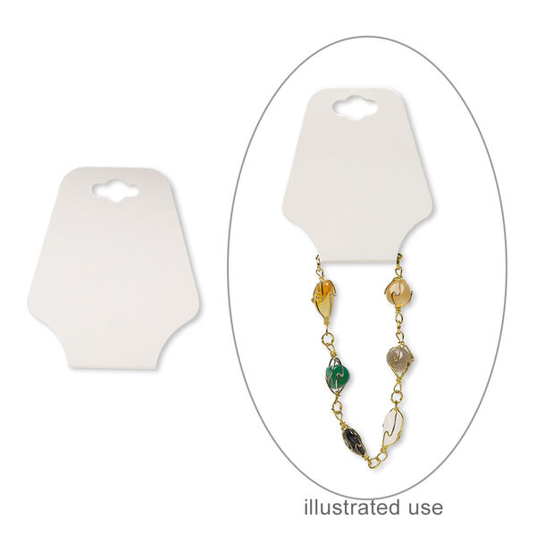Necklace / bracelet card, adhesive and card stock, cream, 2-1/2 x 2 inches assembled. Sold per pkg of 100. image number 0