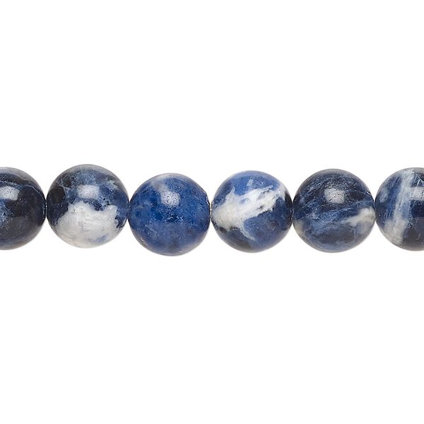 Bead, sodalite (natural), 8-9mm round, B- grade, Mohs hardness 5-6. Sold per 8-inch strand, approximately 20 beads. image number 0