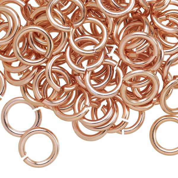 Jump ring, anodized aluminum, copper, 10mm round, 6.8mm inside diameter, 14 gauge. Sold per pkg of 100. image number 0