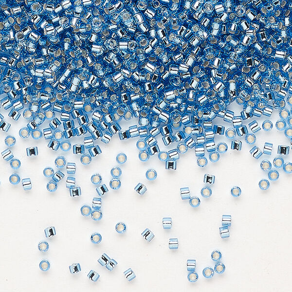 Seed bead, Delica®, glass, pkg/250g, #11 round, transparent silver-lined light blue (DB-1210). image number 0