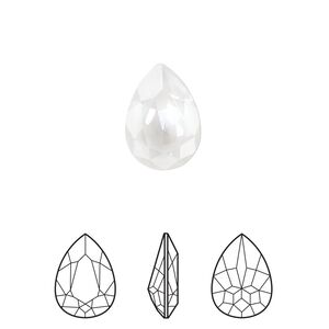Fancy stone 1pk crystal electric white ignite LacquerPRO, Crystal Passions® 14x10mm pear 4320