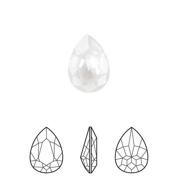 Fancy stone 1pk crystal electric white ignite LacquerPRO, Crystal Passions® 14x10mm pear 4320 image number 0
