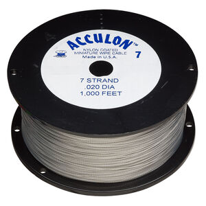 Beading wire, Acculon®, nylon-coated stainless steel, clear, 7 strand, 0.02-inch diameter. Sold per 1000-foot spool.