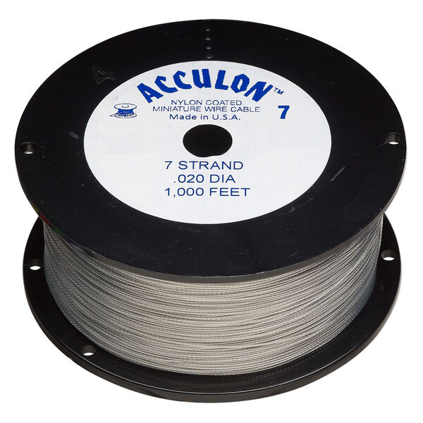Beading wire, Acculon®, nylon-coated stainless steel, clear, 7 strand, 0.02-inch diameter. Sold per 1000-foot spool. image number 0
