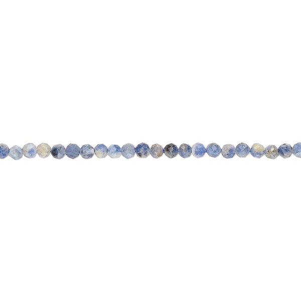 Bead, sodalite (natural), medium to dark, 2mm hand-cut faceted round, C grade, Mohs hardness 5-6. Sold per 12-inch strand, approximately 160 beads. image number 0