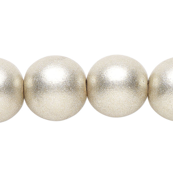 Taiwanese cheesewood 1pkg1, hand-cut painted round bead 15.5-16 inch metallic platinum 16mm image number 0