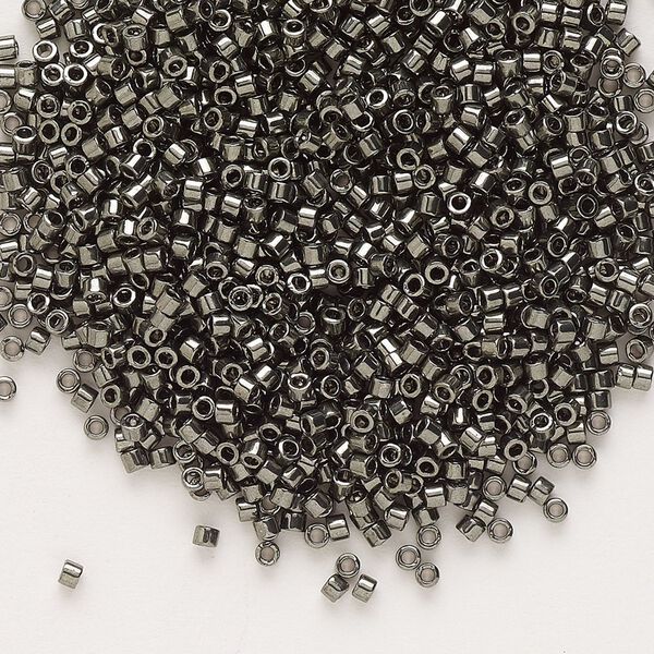 Seed bead, Delica®, glass, pkg/250g, #11 round, opaque nickel-plated dyed color dark grey (DB-0452). image number 0