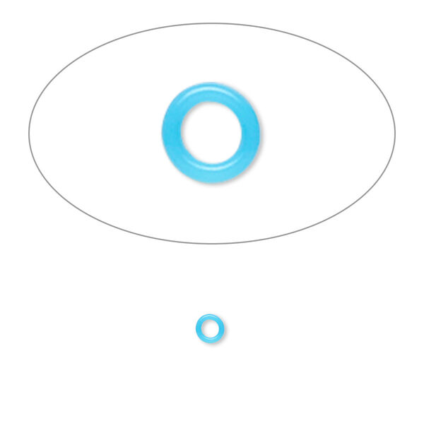 Component, Oh! Ring™, silicone, neon blue, 3mm round with 2mm hole. Sold per pkg of 1,000. image number 0