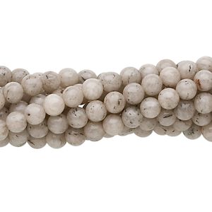 Grey feldspar 1pkg10, round bead natural 15.5-16 inch 4mm