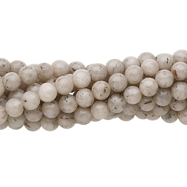 Grey feldspar 1pkg10, round bead natural 15.5-16 inch 4mm image number 0