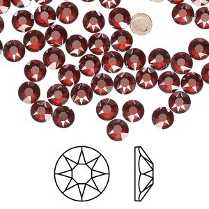 Flat back 144pk crystal red magma foil back, Crystal Passions® hotfix rhinestone 4.6-4.8mm rose round SS20 2078HF