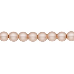 Bead, Czech pearl-coated glass druk, opaque matte pale rose, 6mm round. Sold per 15-1/2" to 16" strand.