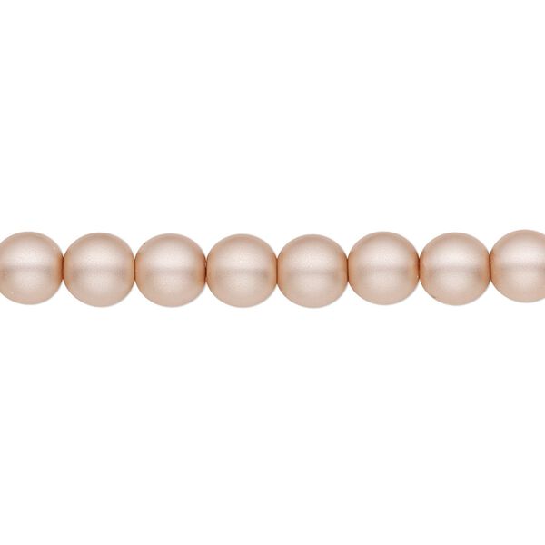 Bead, Czech pearl-coated glass druk, opaque matte pale rose, 6mm round. Sold per 15-1/2" to 16" strand. image number 0