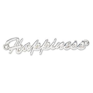 Focal, silver-finished "pewter" (zinc-based alloy), 55x12mm single-sided "Happiness." Sold individually.