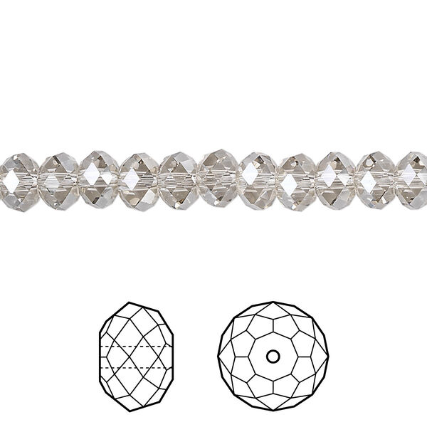 Bead 12pk crystal silver shade, Crystal Passions® 6x4mm rondelle 5040 image number 0