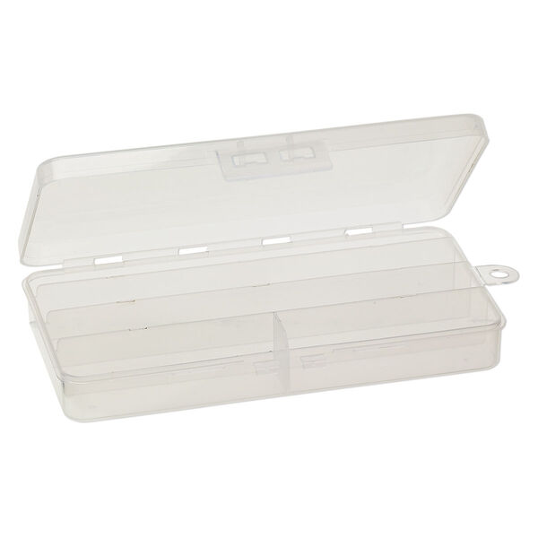 Organizer box, plastic, clear, 5 wide cells, 7x3-3/4 x1 inch. Sold per pkg of 2. image number 1