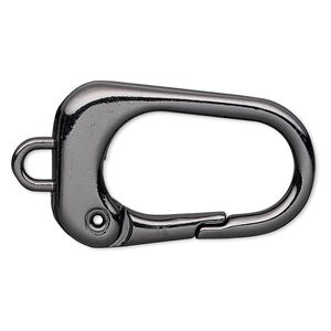 Key ring, gunmetal-finished "pewter" (zinc-based alloy), 38x24mm trapezoid. Sold per pkg of 2.