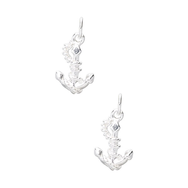 Charm, sterling silver, 12x9mm anchor. Sold per pkg of 2. image number 0